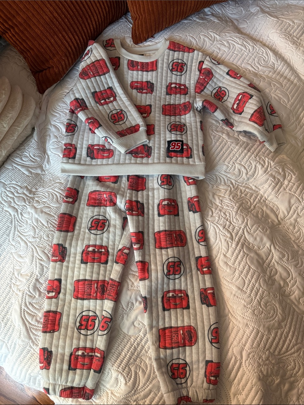 🏁 Disney Cars Lightning McQueen Quilted Pajama Set — 4T